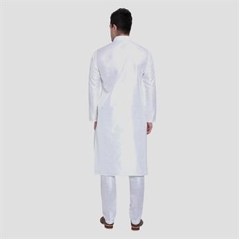 White Silk Art Dupion Kurta Pajma