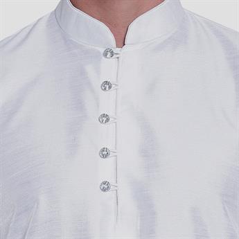 White Silk Art Dupion Kurta Pajma