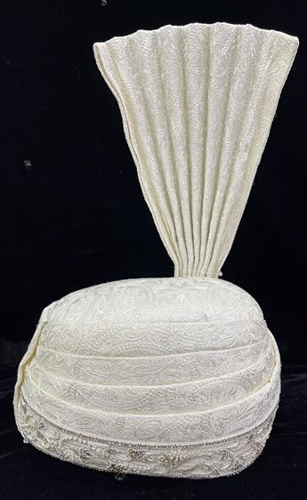 Cream Embroidered Mens Turban