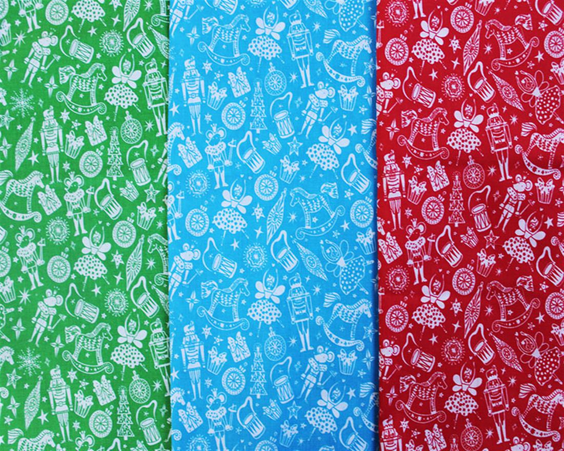 Blue Printed Cotton Christmas
