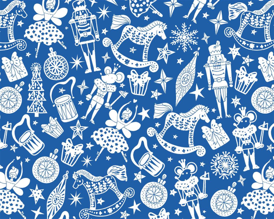 Blue Printed Cotton Christmas