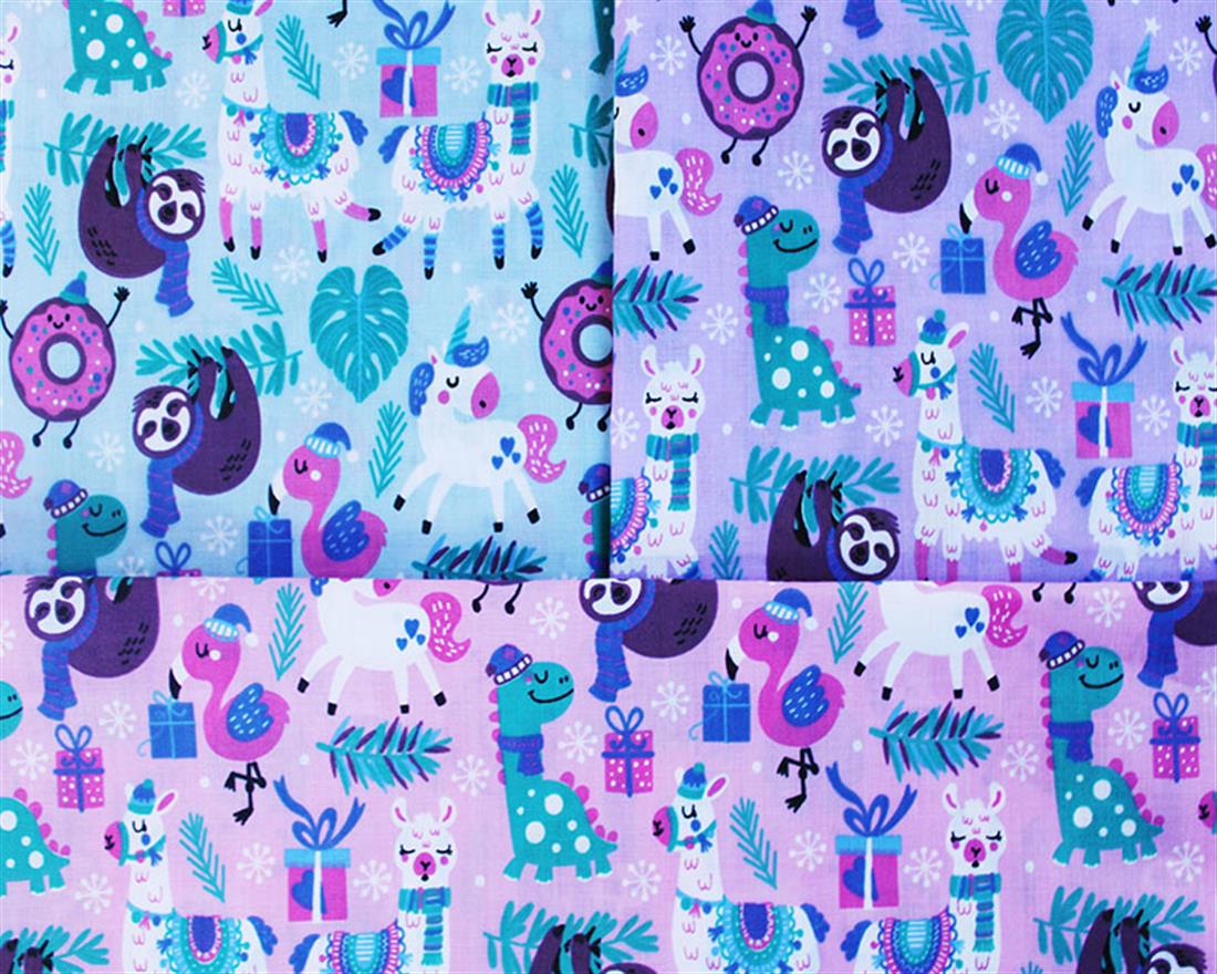 Lilac Printed Cotton Christmas