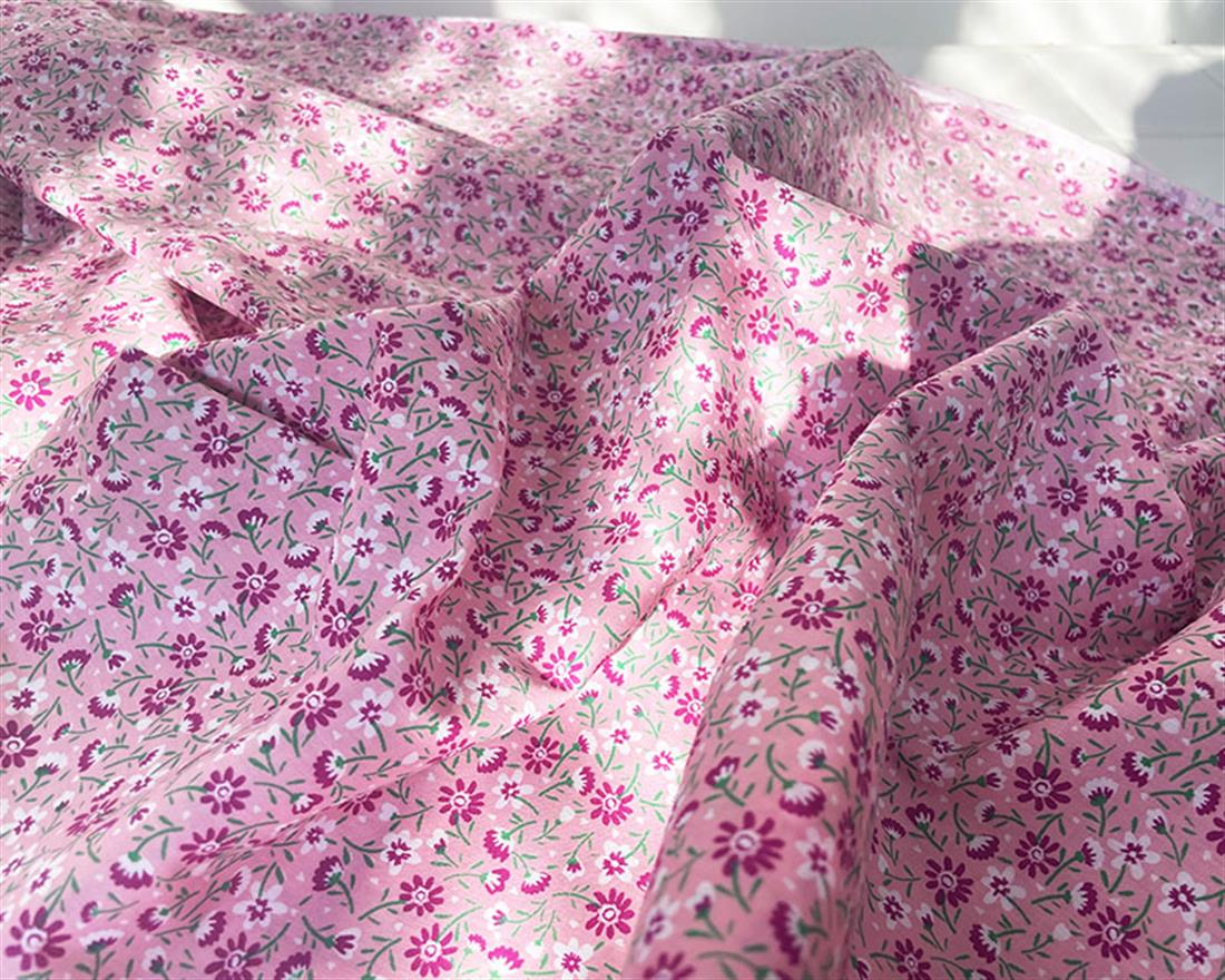 Baby Pink Printed Poly Cotton Fabric Craft Quilting Patchwork Dressmaking