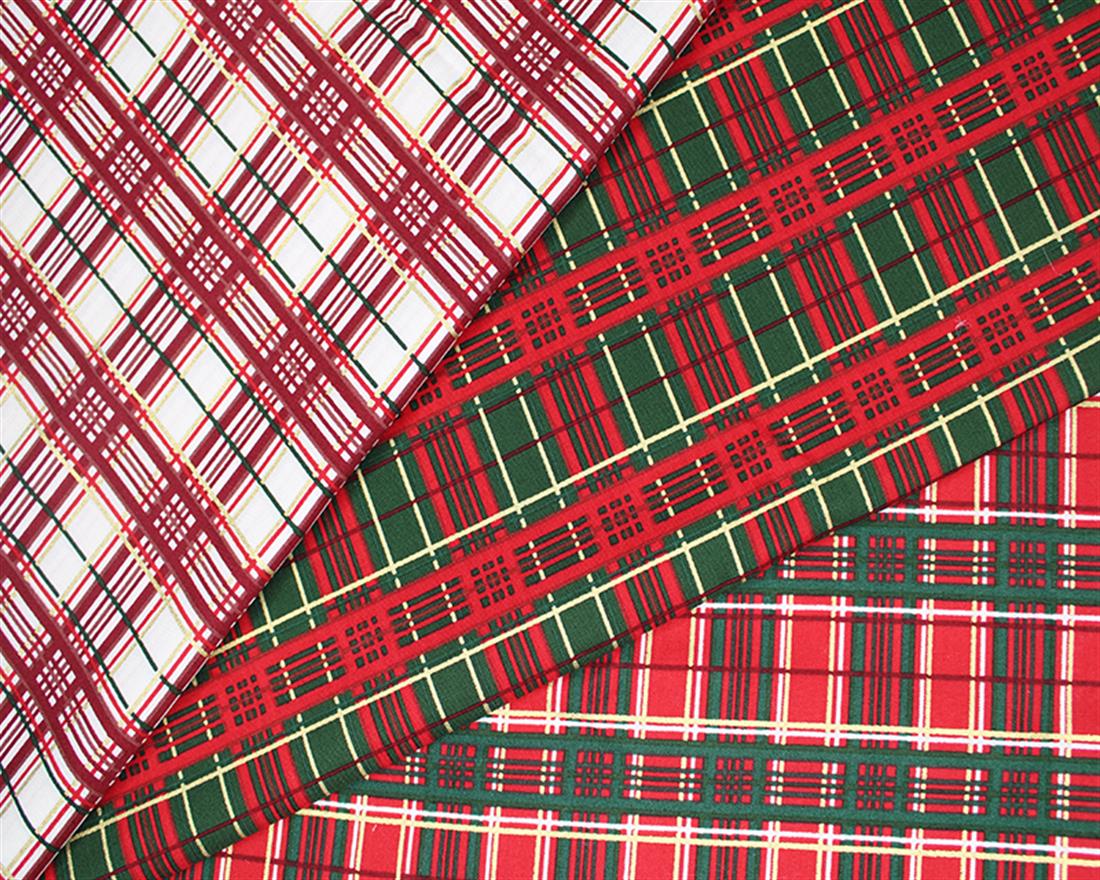 Bottle Cotton Festive Metallic Tartan