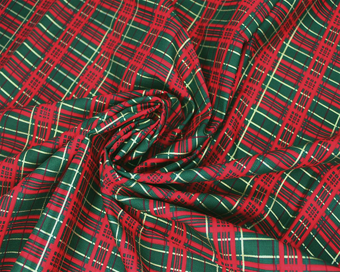 Bottle Cotton Festive Metallic Tartan