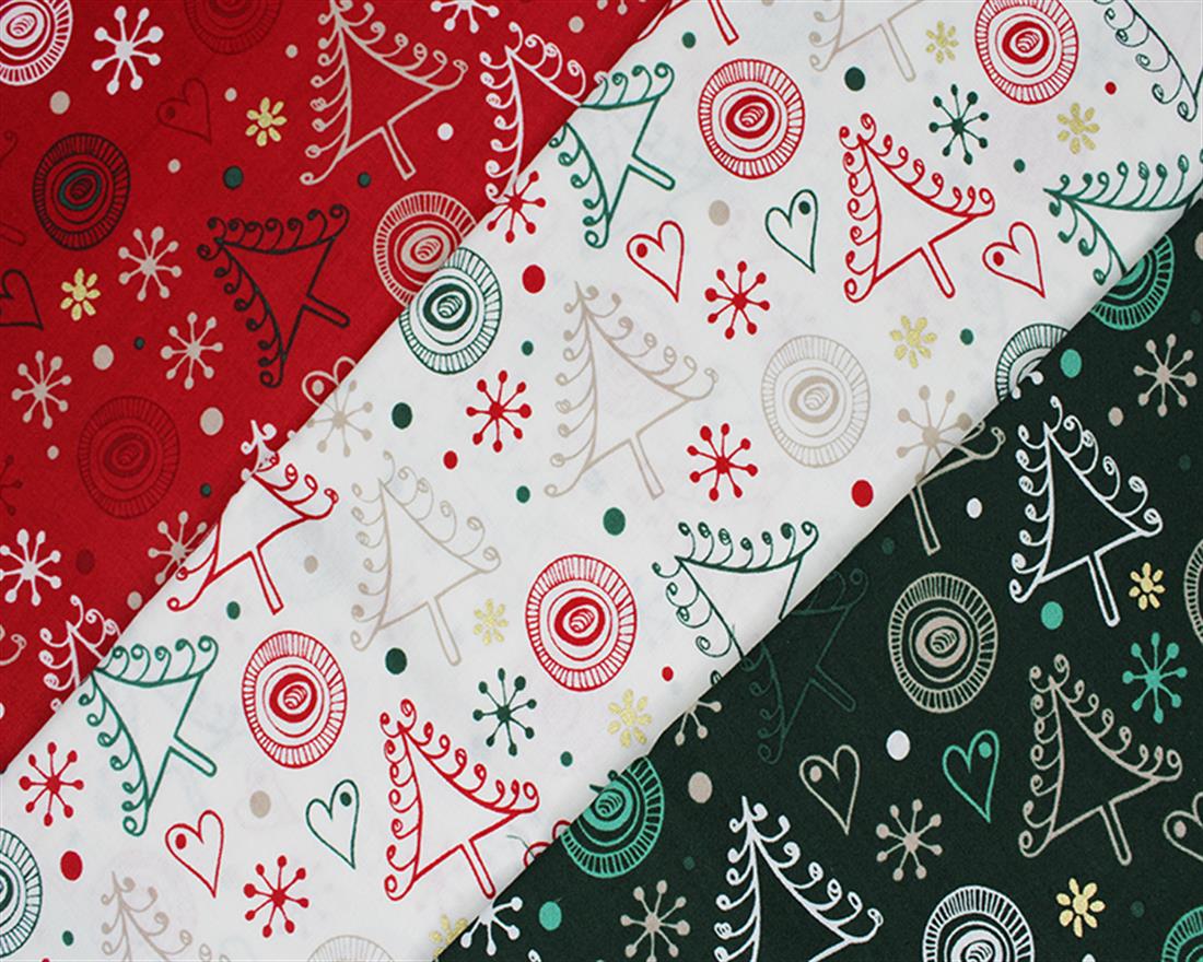 Bottle Printed Cotton Swirly Metallic Christmas