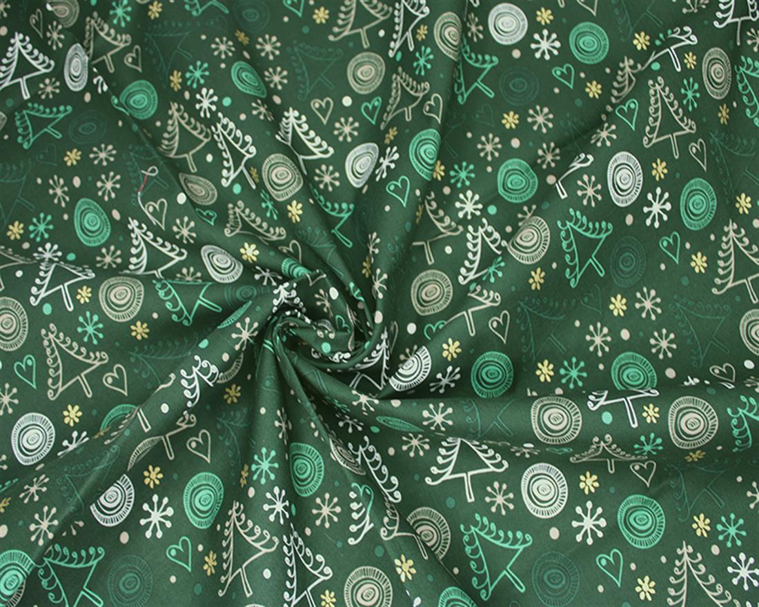 Bottle Printed Cotton Swirly Metallic Christmas