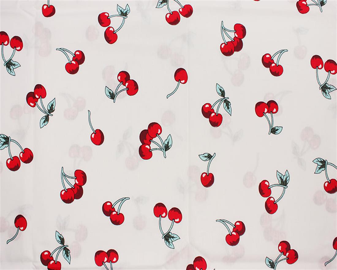 White Cotton Printed Cherry