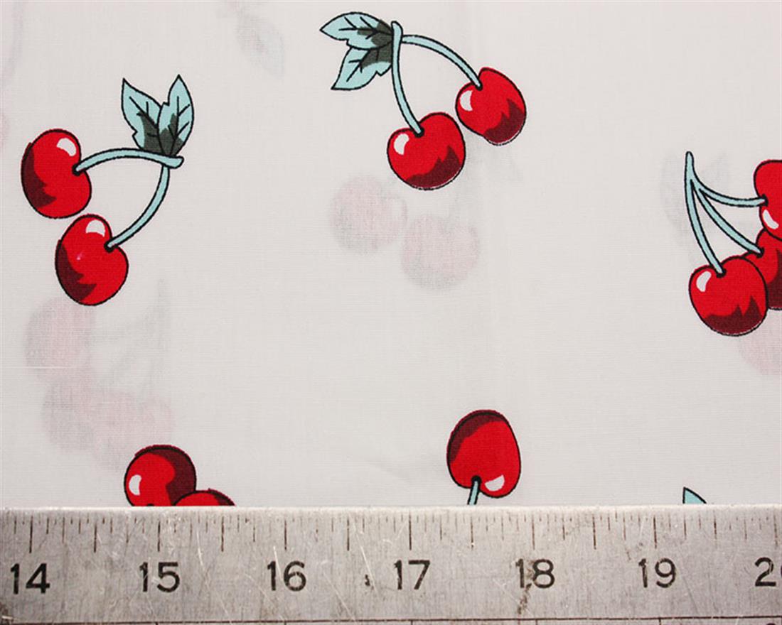 White Cotton Printed Cherry