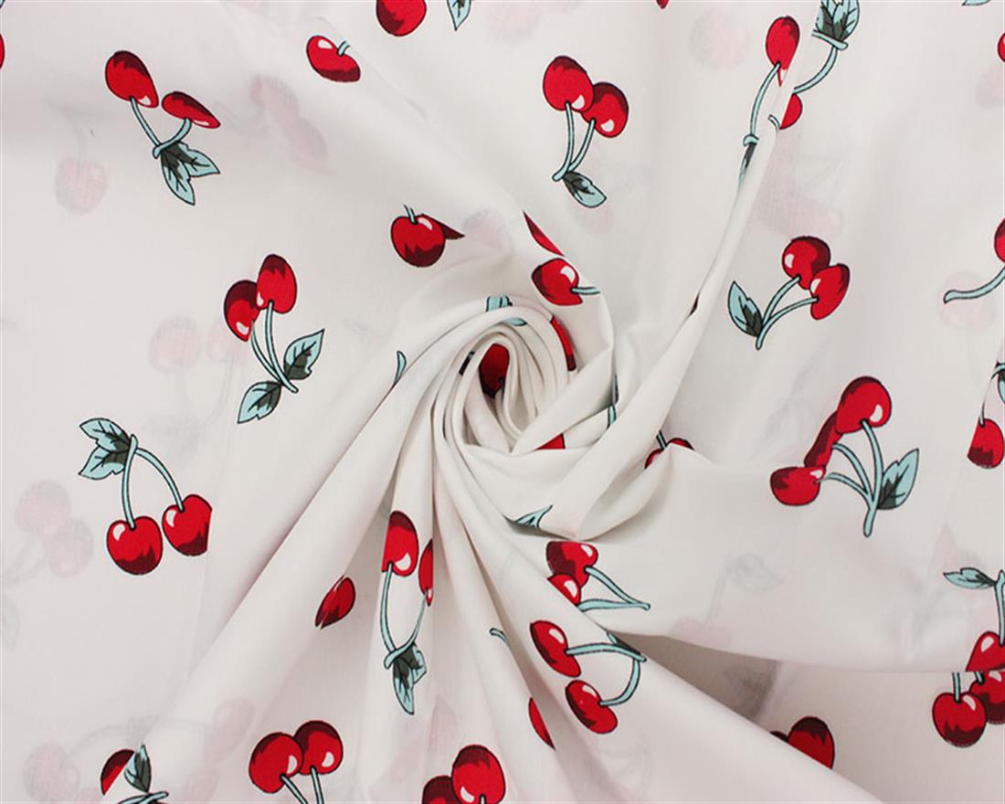 White Cotton Printed Cherry