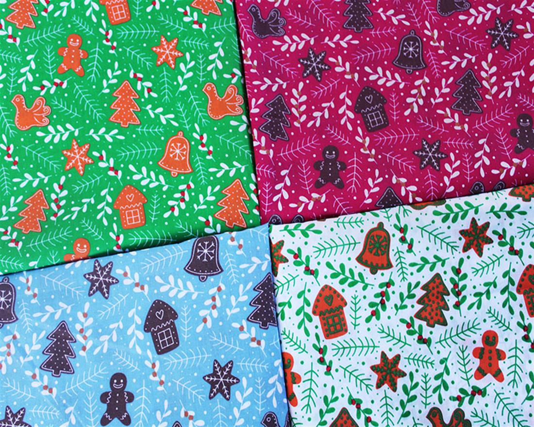 Blue Printed Cotton Christmas