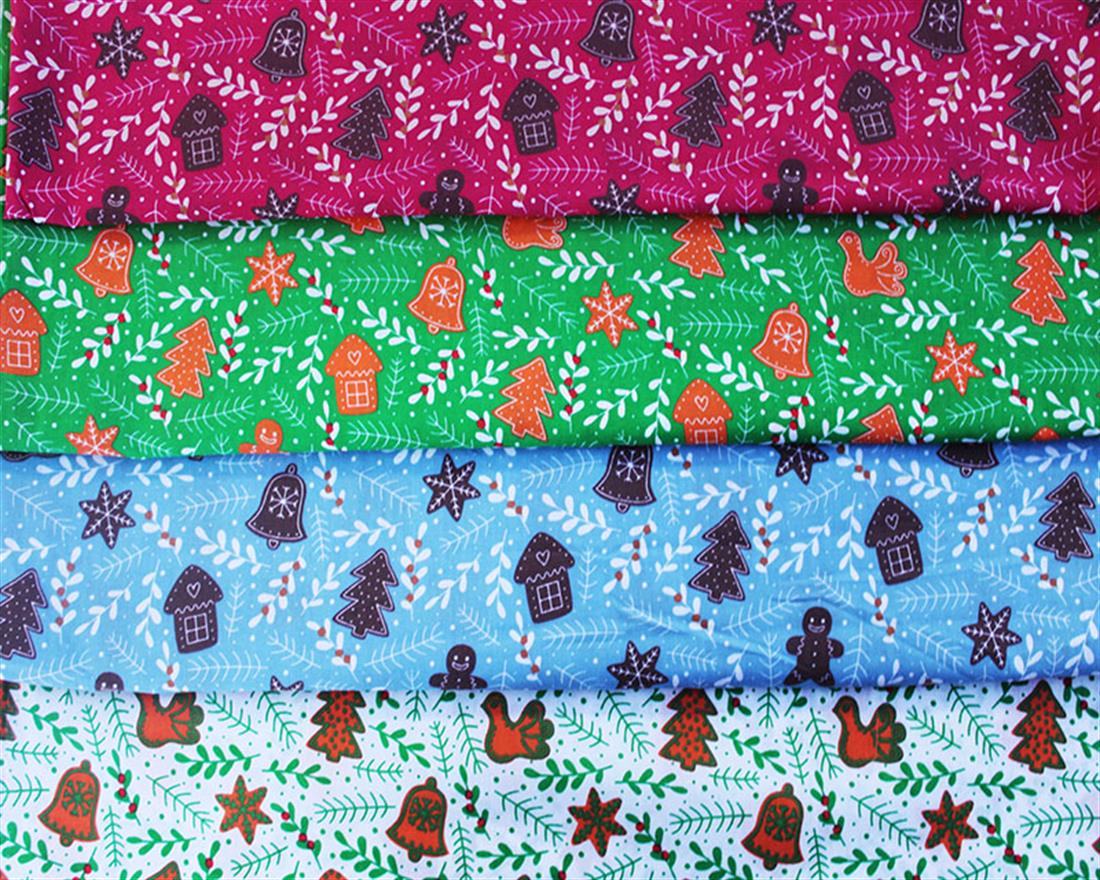 Blue Printed Cotton Christmas