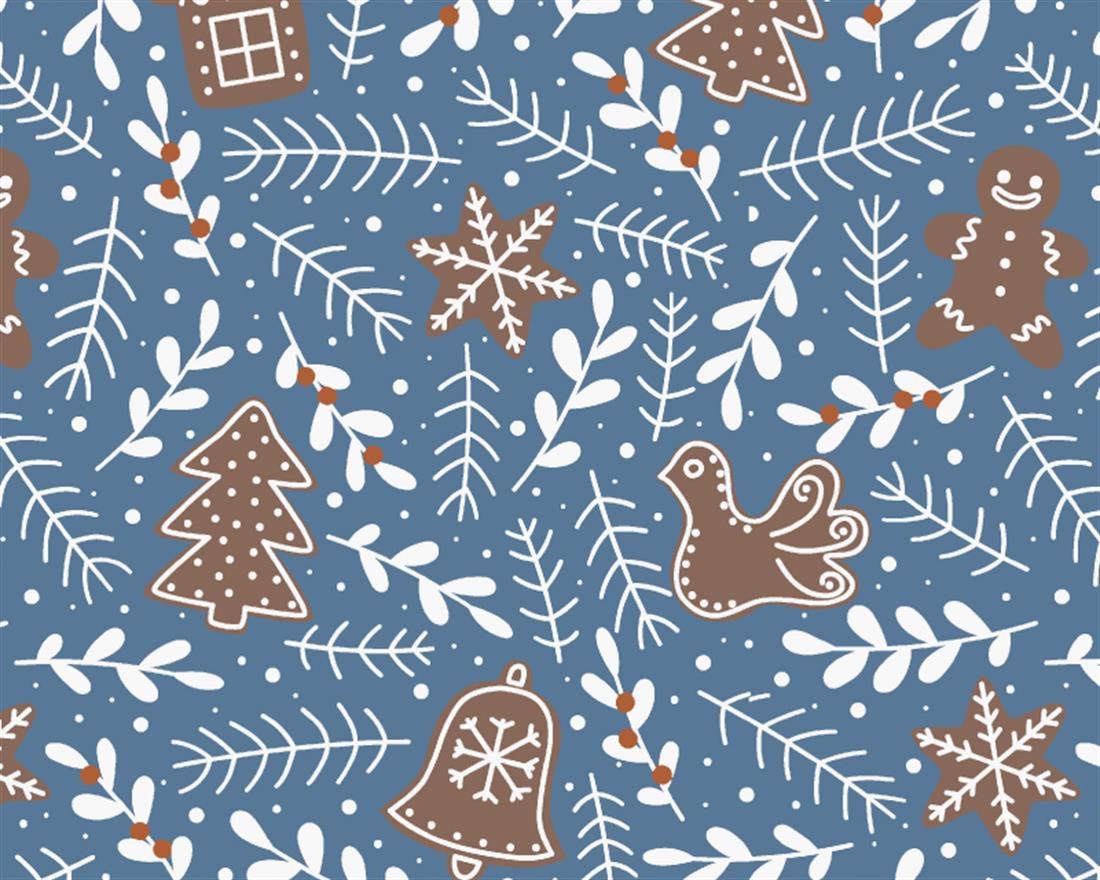 Blue Printed Cotton Christmas