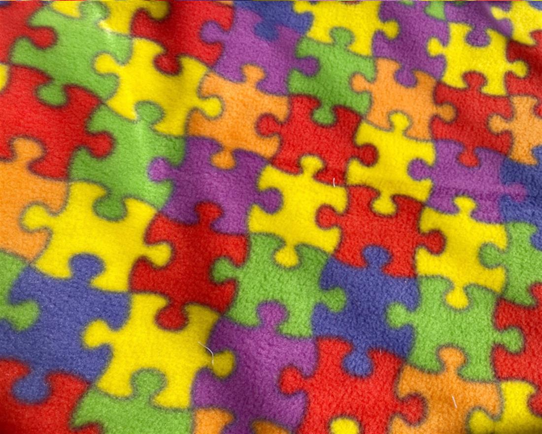 Multicolour Jigsaw Puzzle - Printed Anti-Pil Polar Fleece Fabric