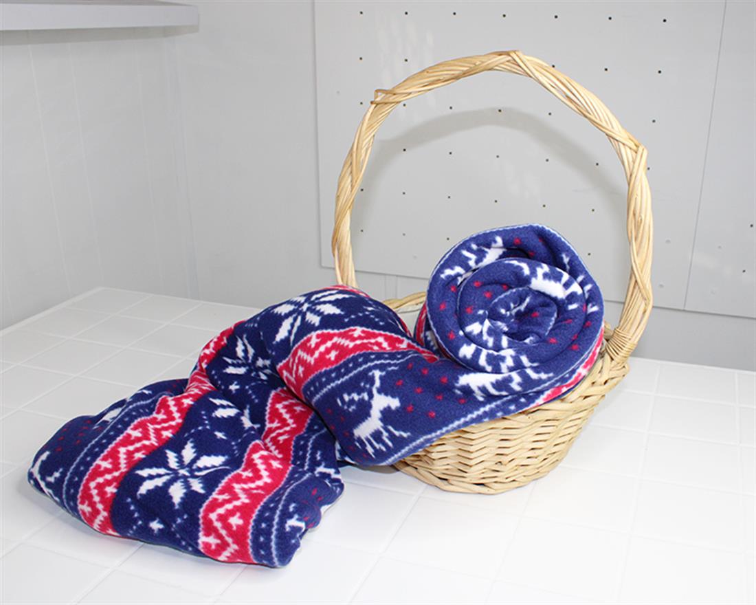 Navy Xmas Fair Isle - Printed Anti-Pil Polar Fleece Fabric