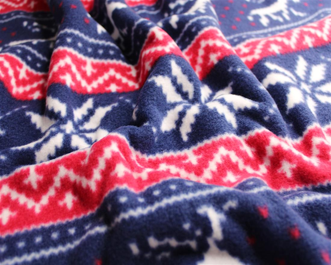 Navy Xmas Fair Isle - Printed Anti-Pil Polar Fleece Fabric