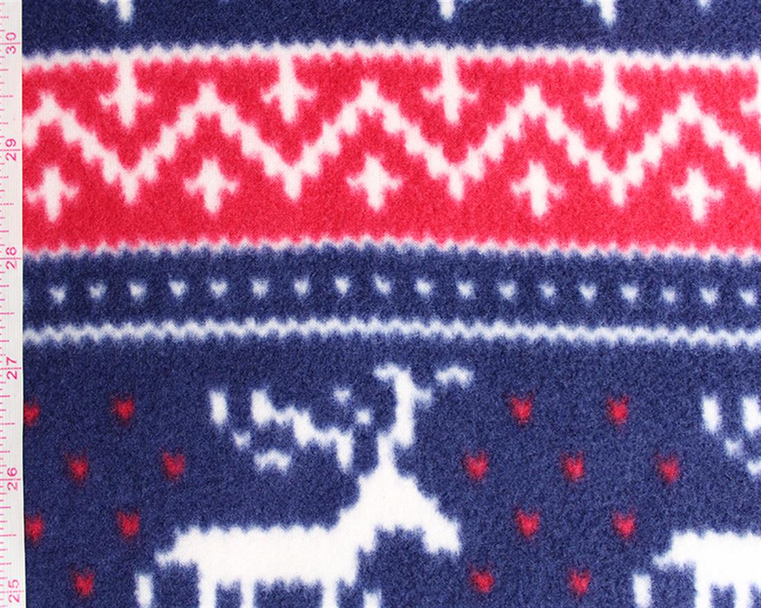 Navy Xmas Fair Isle - Printed Anti-Pil Polar Fleece Fabric