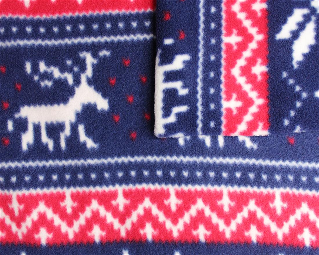 Navy Xmas Fair Isle - Printed Anti-Pil Polar Fleece Fabric