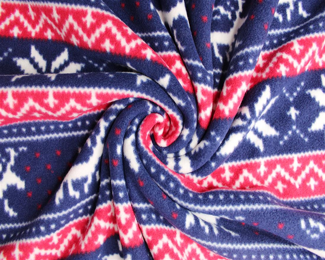 Navy Xmas Fair Isle - Printed Anti-Pil Polar Fleece Fabric