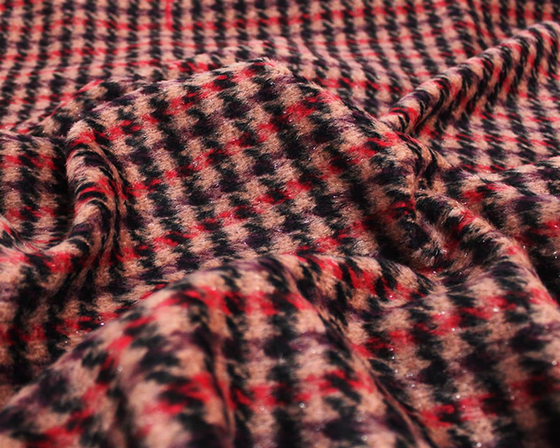 Blush Sparkly Brushed Houndstooth Wool Mix