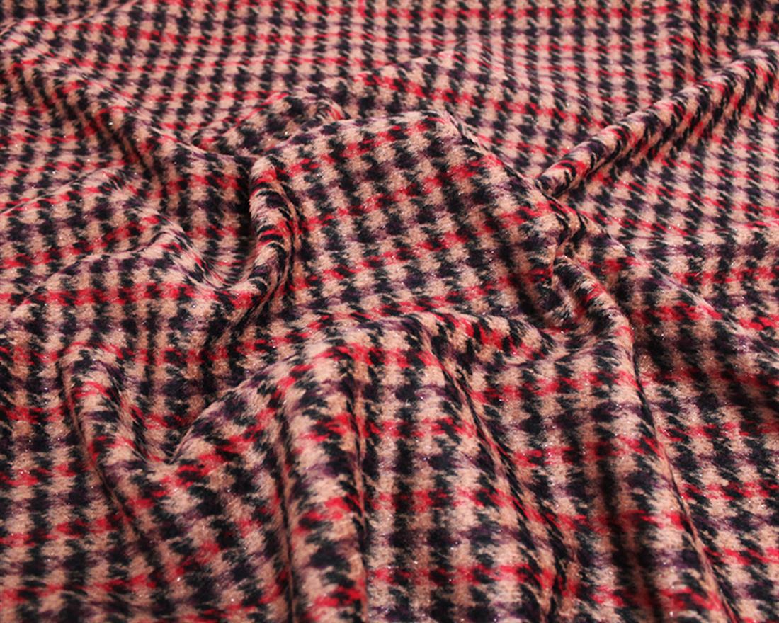 Blush Sparkly Brushed Houndstooth Wool Mix