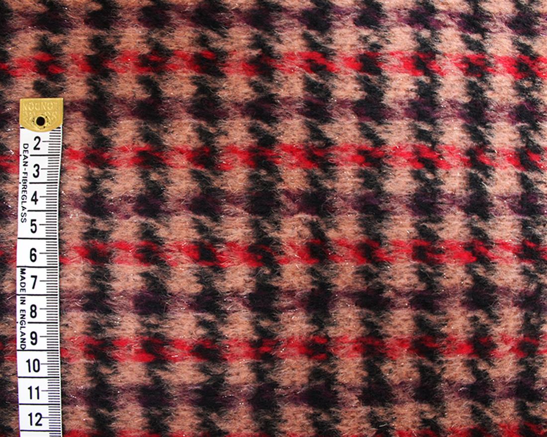 Blush Sparkly Brushed Houndstooth Wool Mix