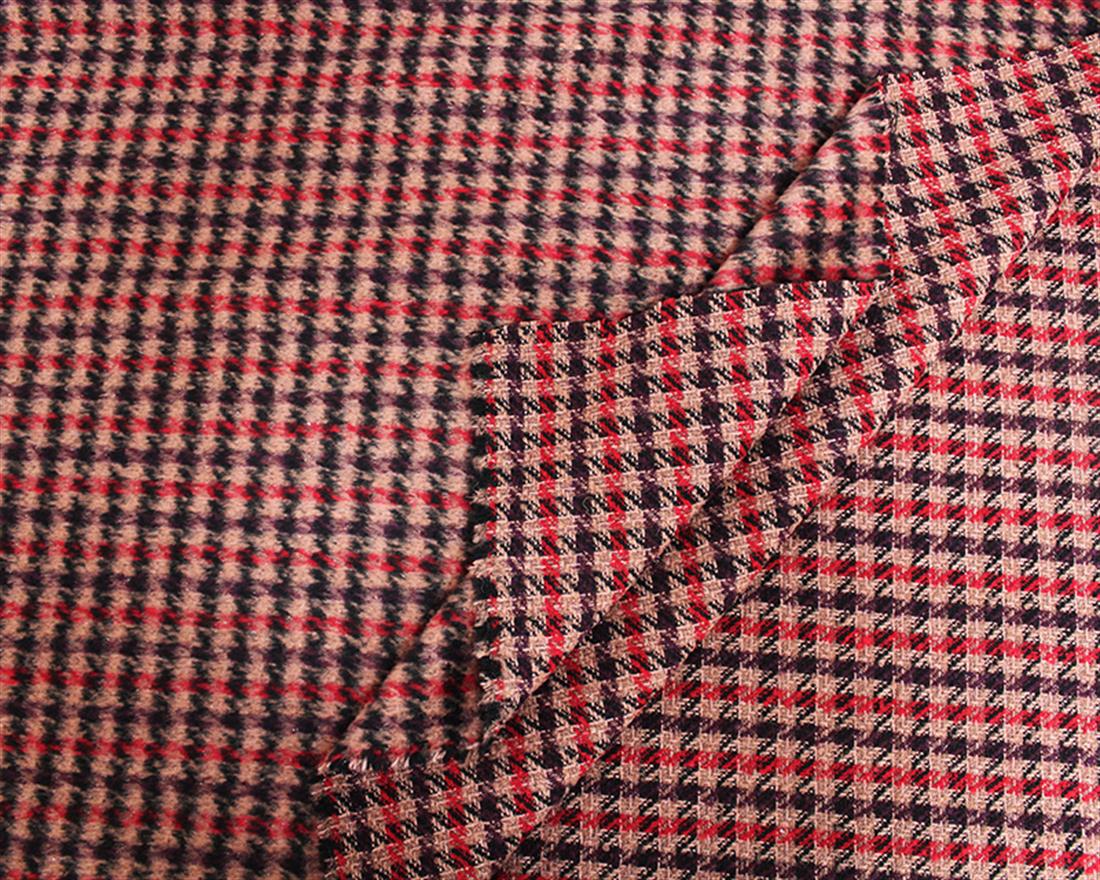 Blush Sparkly Brushed Houndstooth Wool Mix