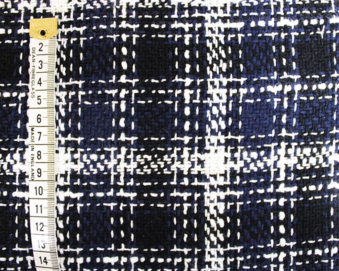 Navy Loose Woven Tartan Wool Mix