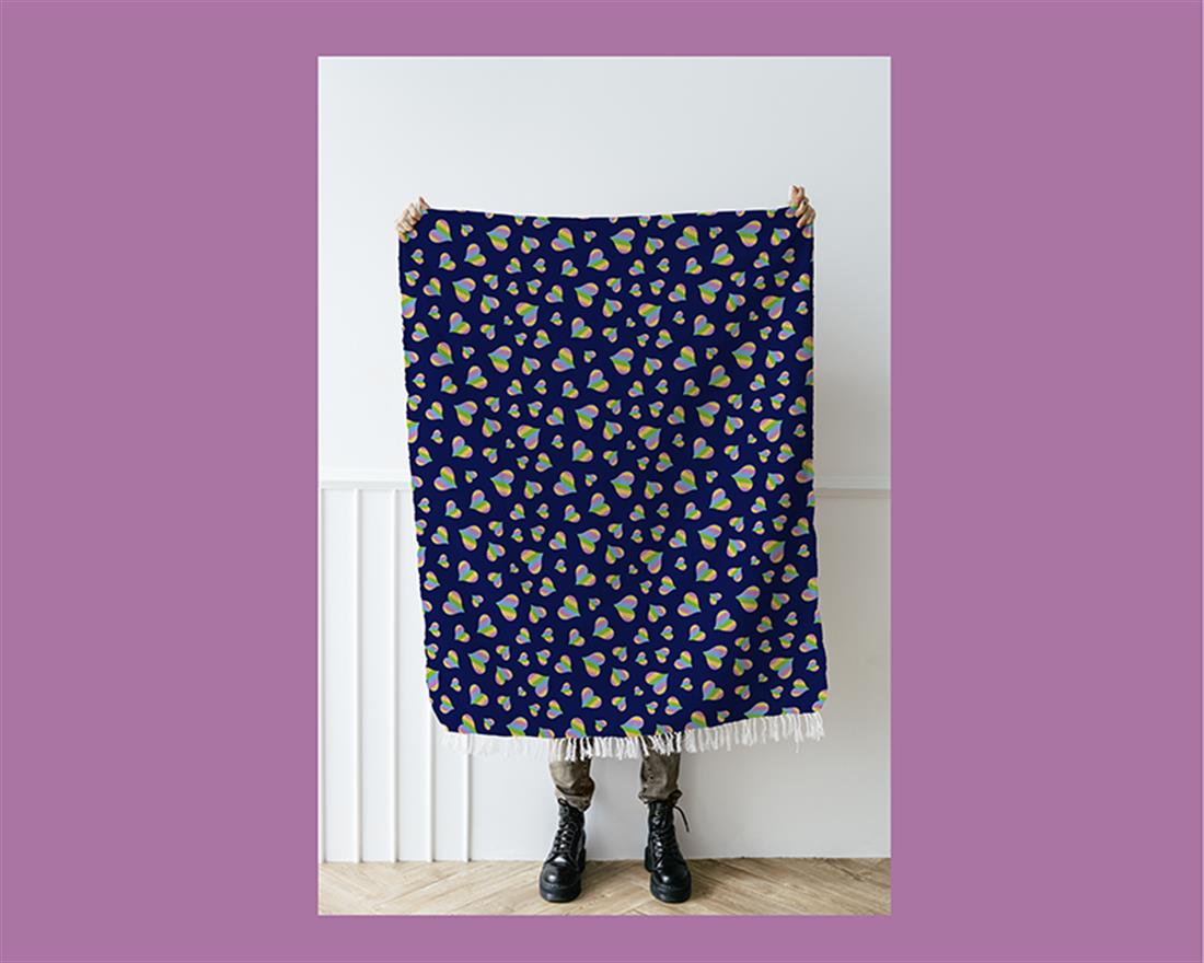 Navy Rainbow Lovin' Printed Cuddle Fleece Fabric