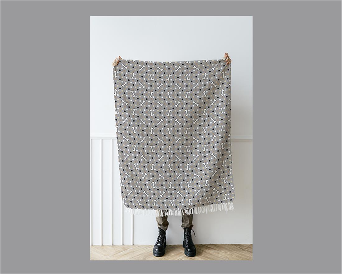Silver Spotty Bones Cuddle Fleece