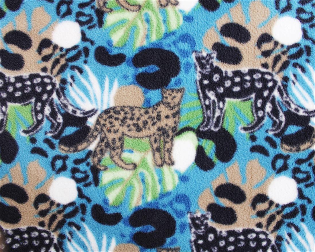 Denim Jungle Leopard - Printed Anti-Pil Polar Fleece Fabric