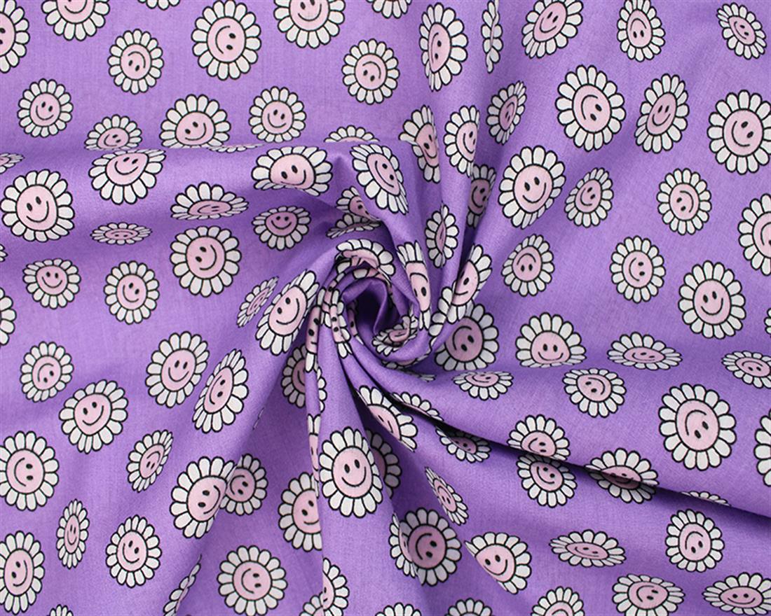 Lilac Printed Poly Cotton Fabric Craft Quilting Patchwork Dressmaking