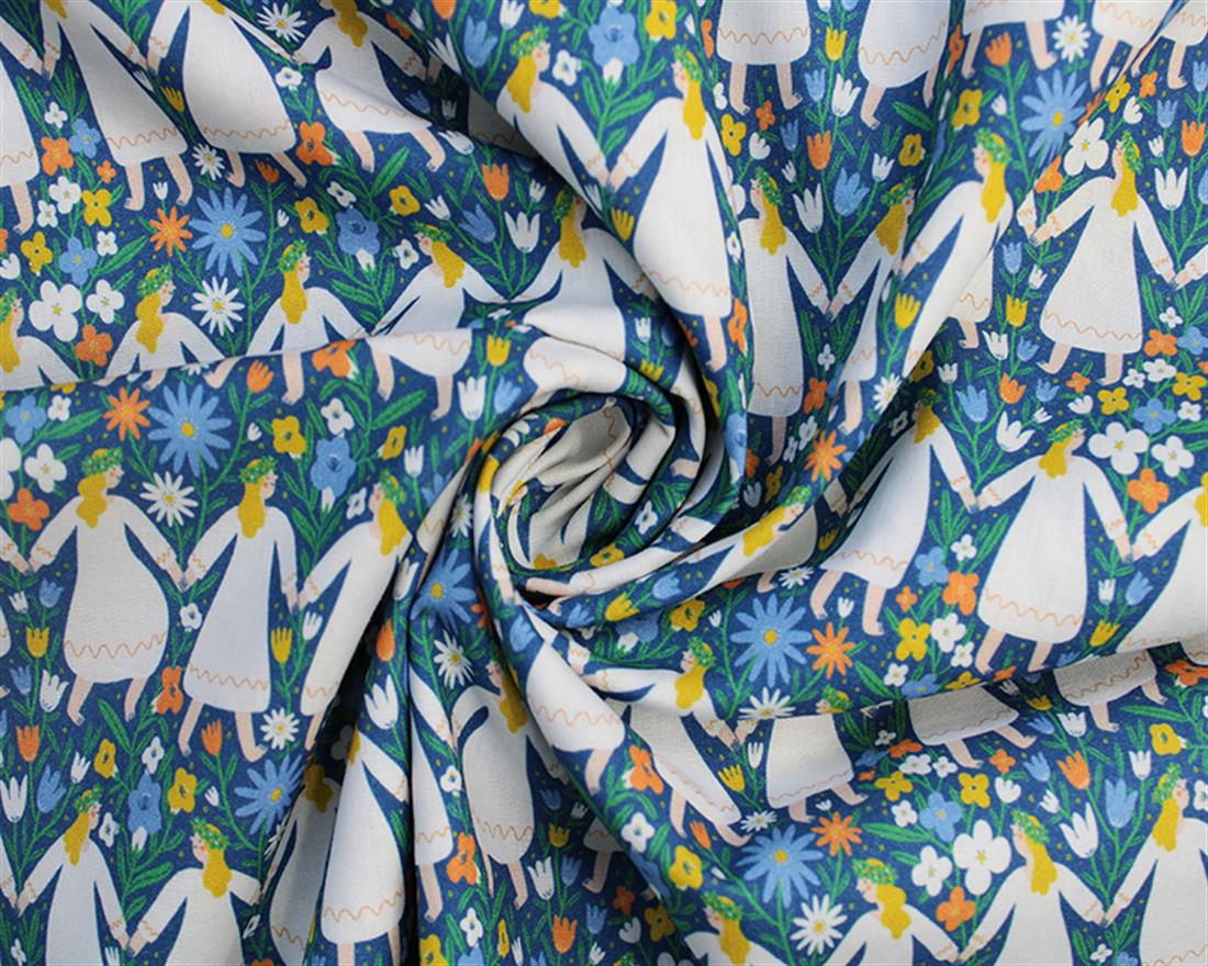 Blue Printed Cotton Fabrics