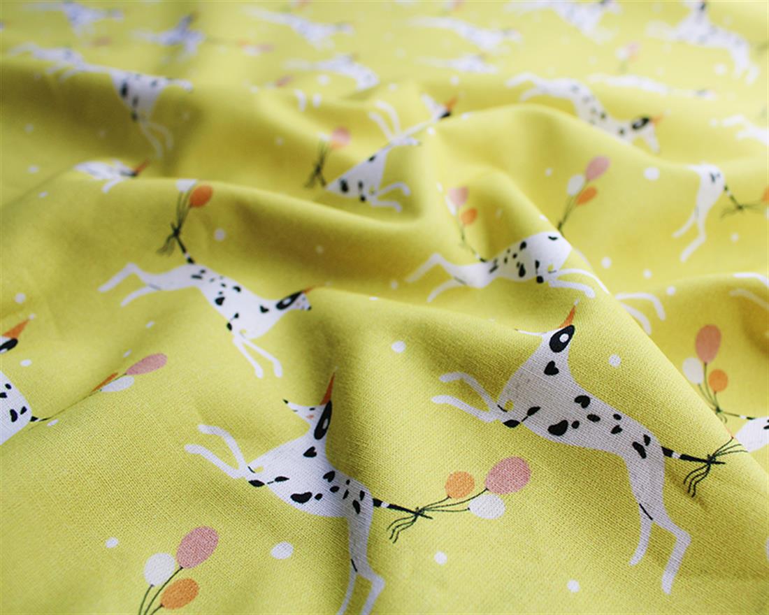 Yellow Printed Cotton Fabrics