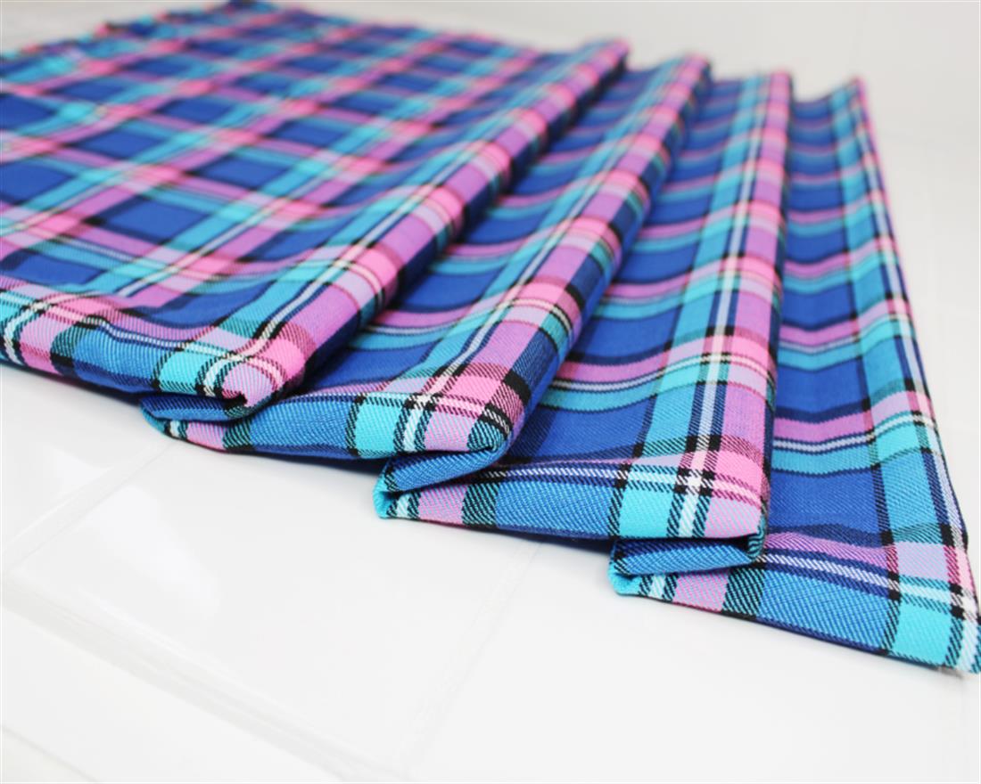 Navy & Pink Polyviscose Tartan - &