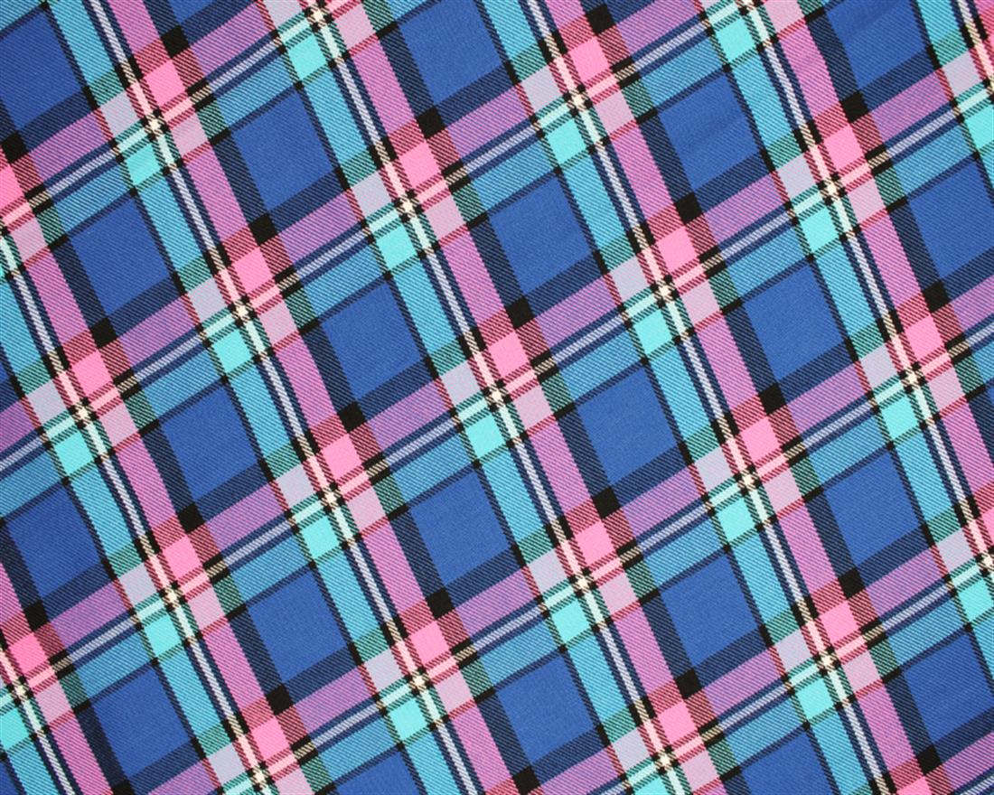Navy & Pink Polyviscose Tartan - &