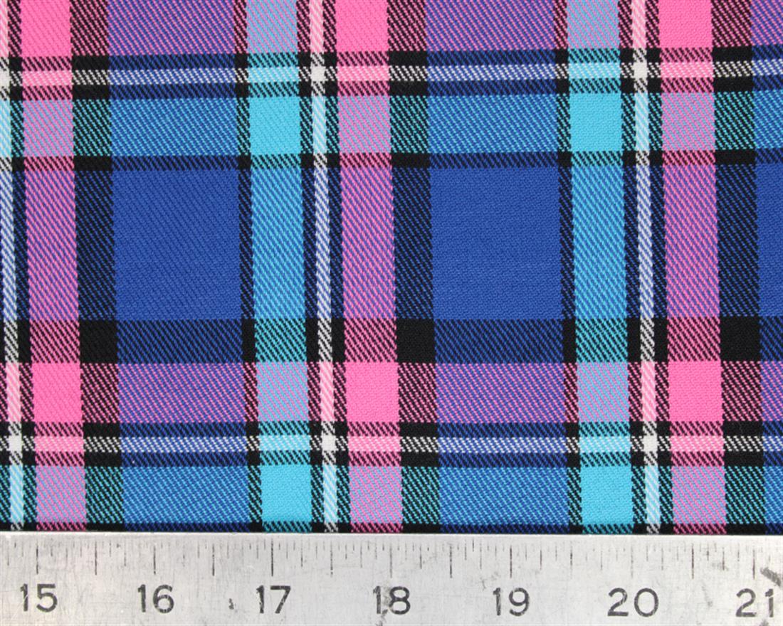 Navy & Pink Polyviscose Tartan - &