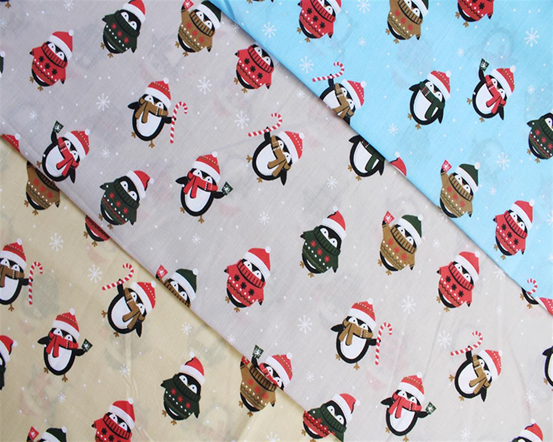Beige Printed Cotton Christmas