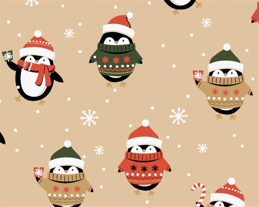 Beige Printed Cotton Christmas