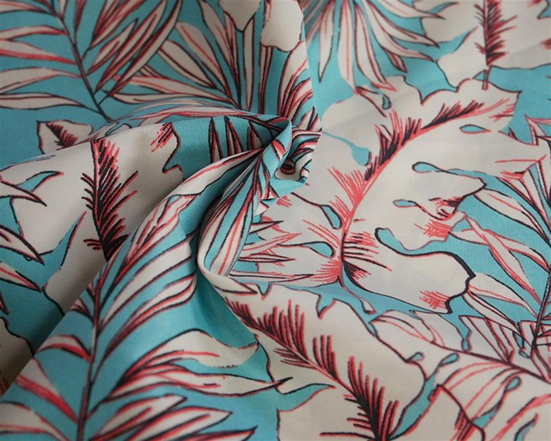 Aqua Leaves Peachskin