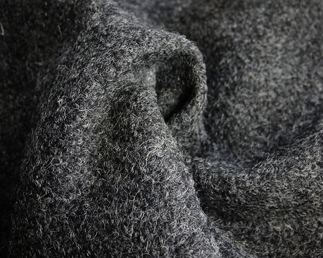 Charcoal Plain Boiled Wool Fabric Winter Coats Jackets Accessories