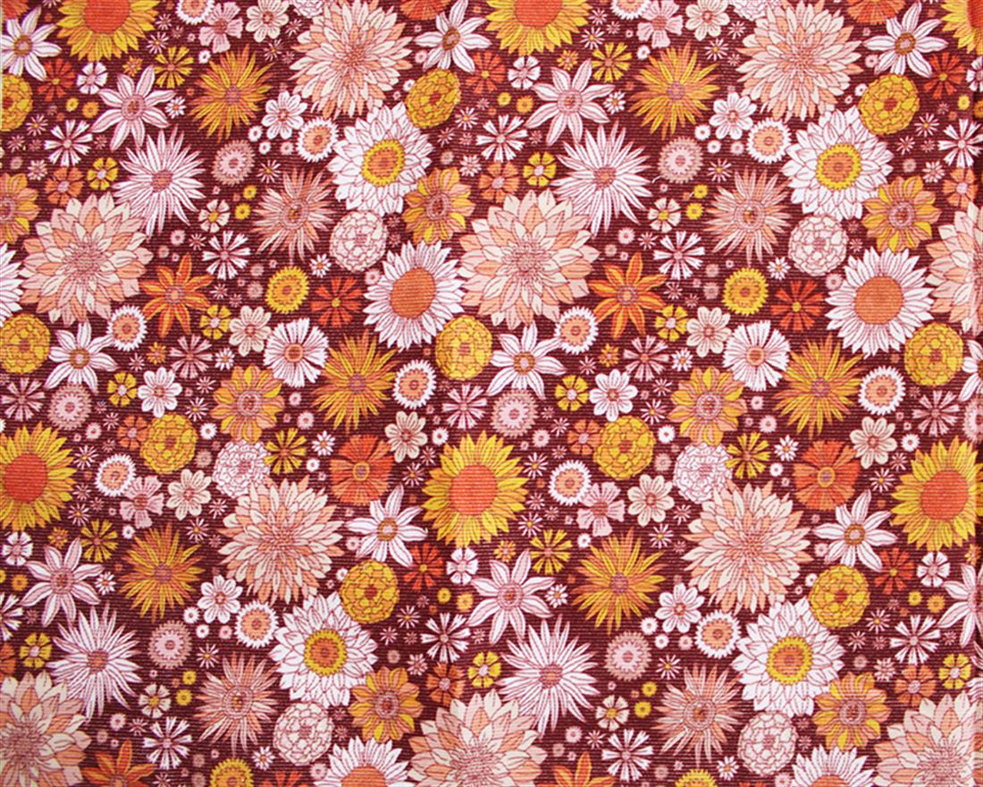 Brown Cotton Printed Corduroy