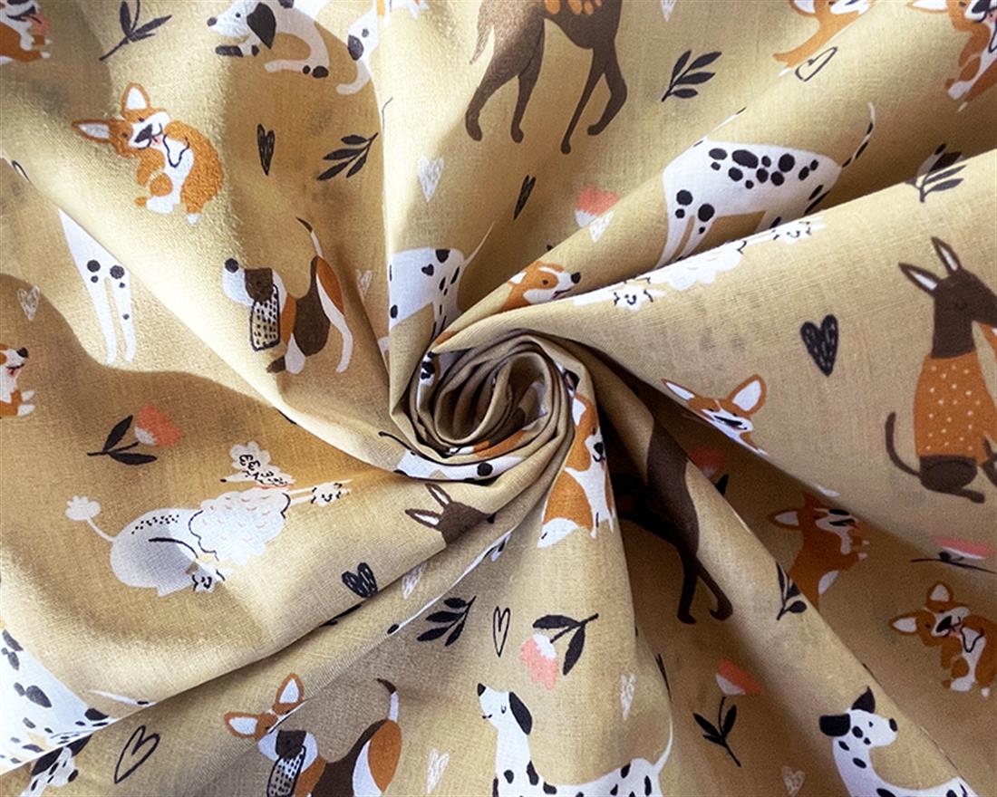 Beige Cotton Printed Poly Cottons