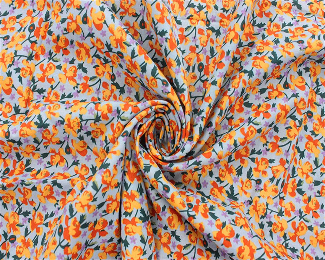Orange Lawn Printed Cotton Lawns