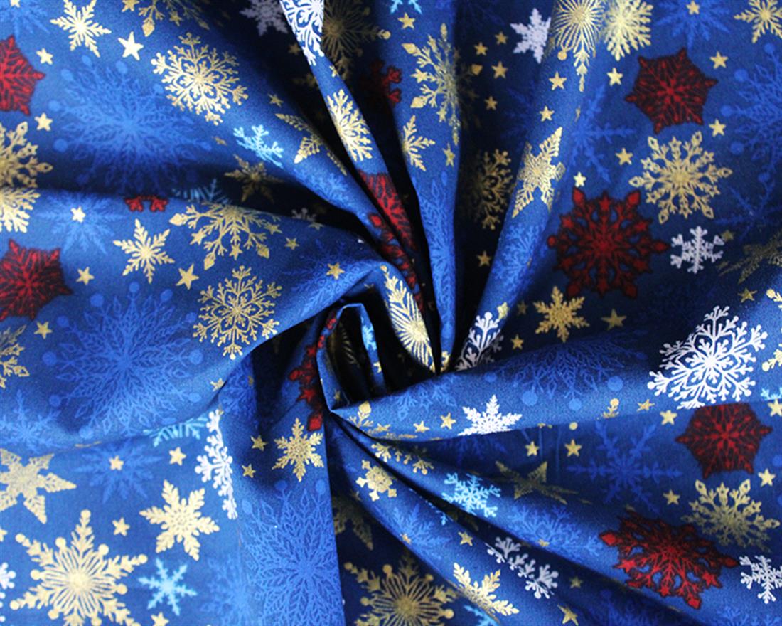 Blue Cotton Snowflakes Contemporary Christmas