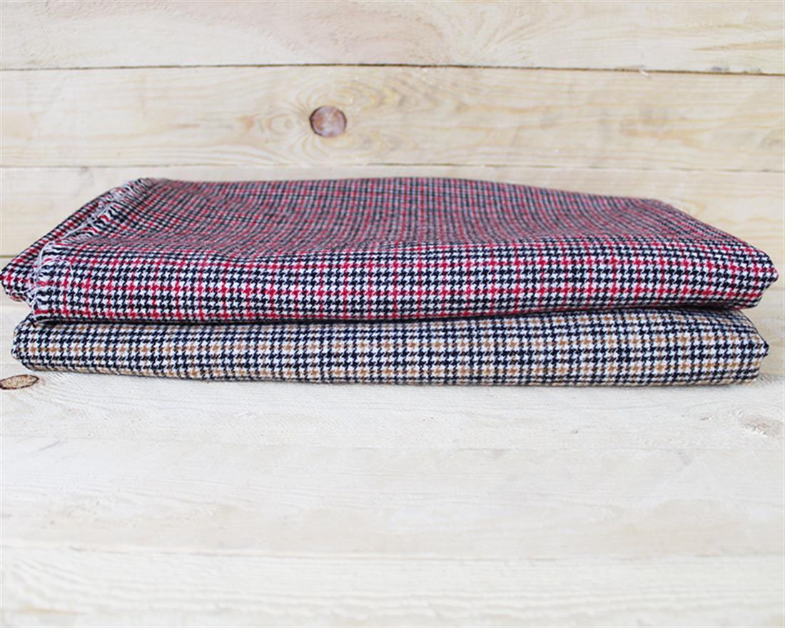 Red Dogtooth Check Wool Mix