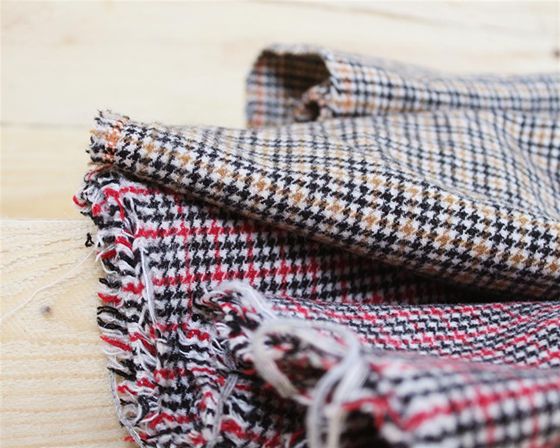 Red Dogtooth Check Wool Mix