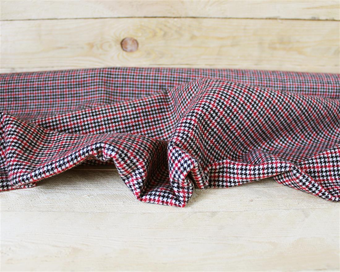 Red Dogtooth Check Wool Mix