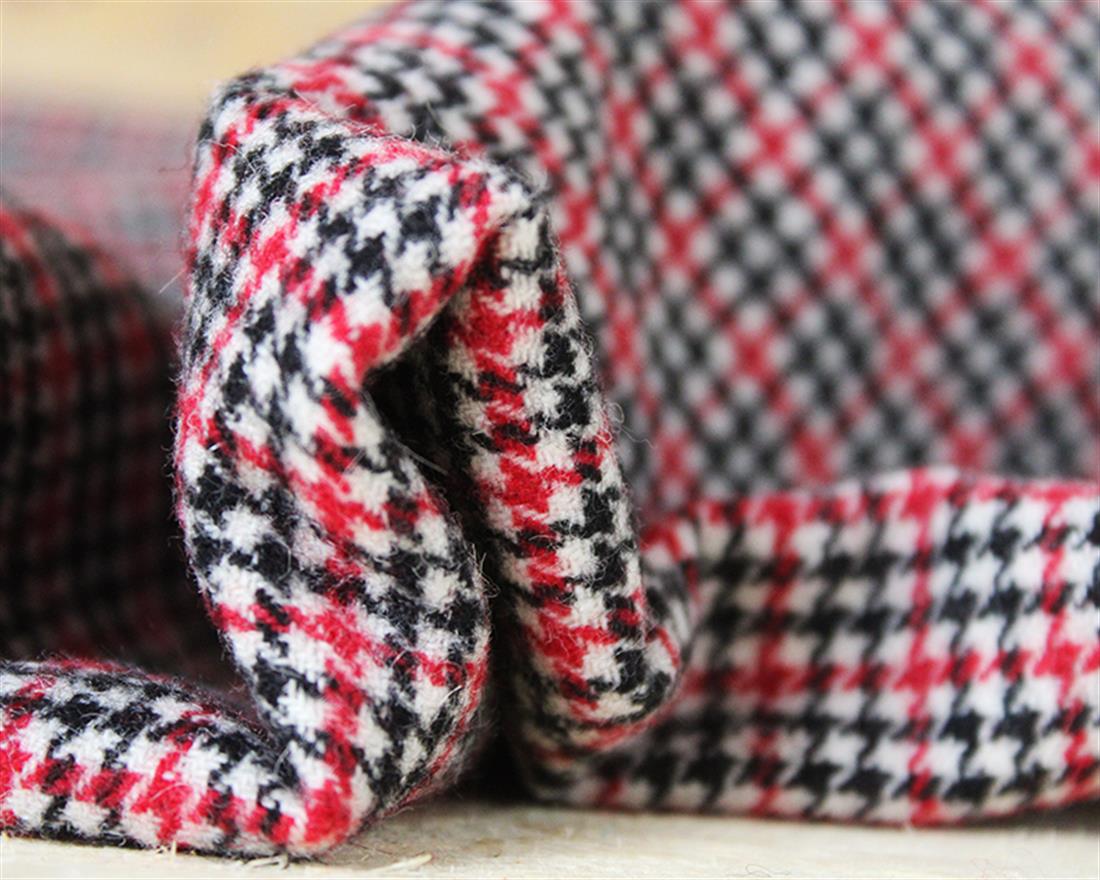 Red Dogtooth Check Wool Mix