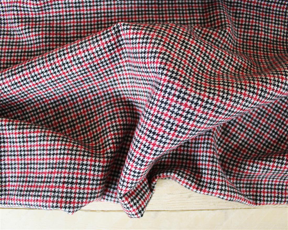 Red Dogtooth Check Wool Mix